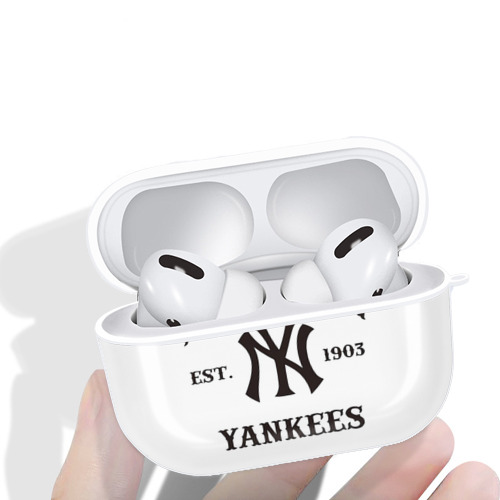 New York Yankees EST 1903 AirPods Pro Hard Case White With Keychain, Durable Flexible PC, Precise Cutouts, Anti-Fingerprint, Yellowing & Scratch Resistant, Full Protection, Washable