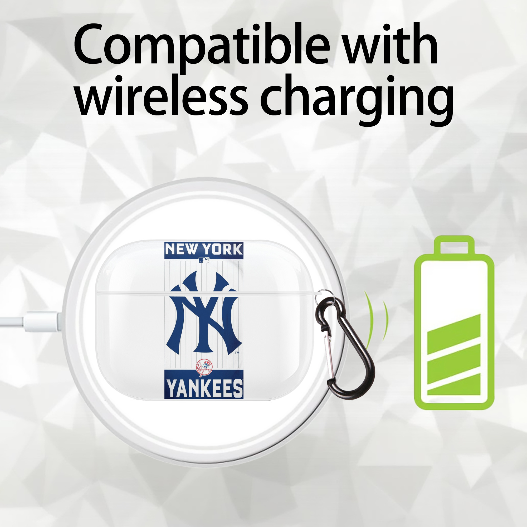 New York Yankees 23 AirPods Pro Hard Case White With Keychain, Durable Flexible PC, Precise Cutouts, Anti-Fingerprint, Yellowing & Scratch Resistant, Full Protection, Washable