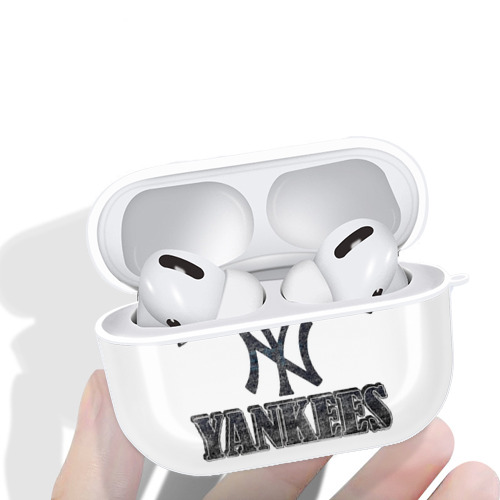 New York Yankees 76 AirPods Pro Hard Case White With Keychain, Durable Flexible PC, Precise Cutouts, Anti-Fingerprint, Yellowing & Scratch Resistant, Full Protection, Washable