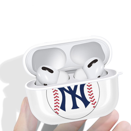 New York Yankees Baseball AirPods Pro Hard Case White With Keychain, Durable Flexible PC, Precise Cutouts, Anti-Fingerprint, Yellowing & Scratch Resistant, Full Protection, Washable