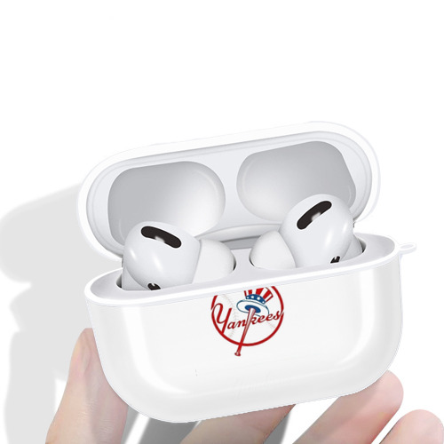 New York Yankees Logo AirPods Pro Hard Case White With Keychain, Durable Flexible PC, Precise Cutouts, Anti-Fingerprint, Yellowing & Scratch Resistant, Full Protection, Washable