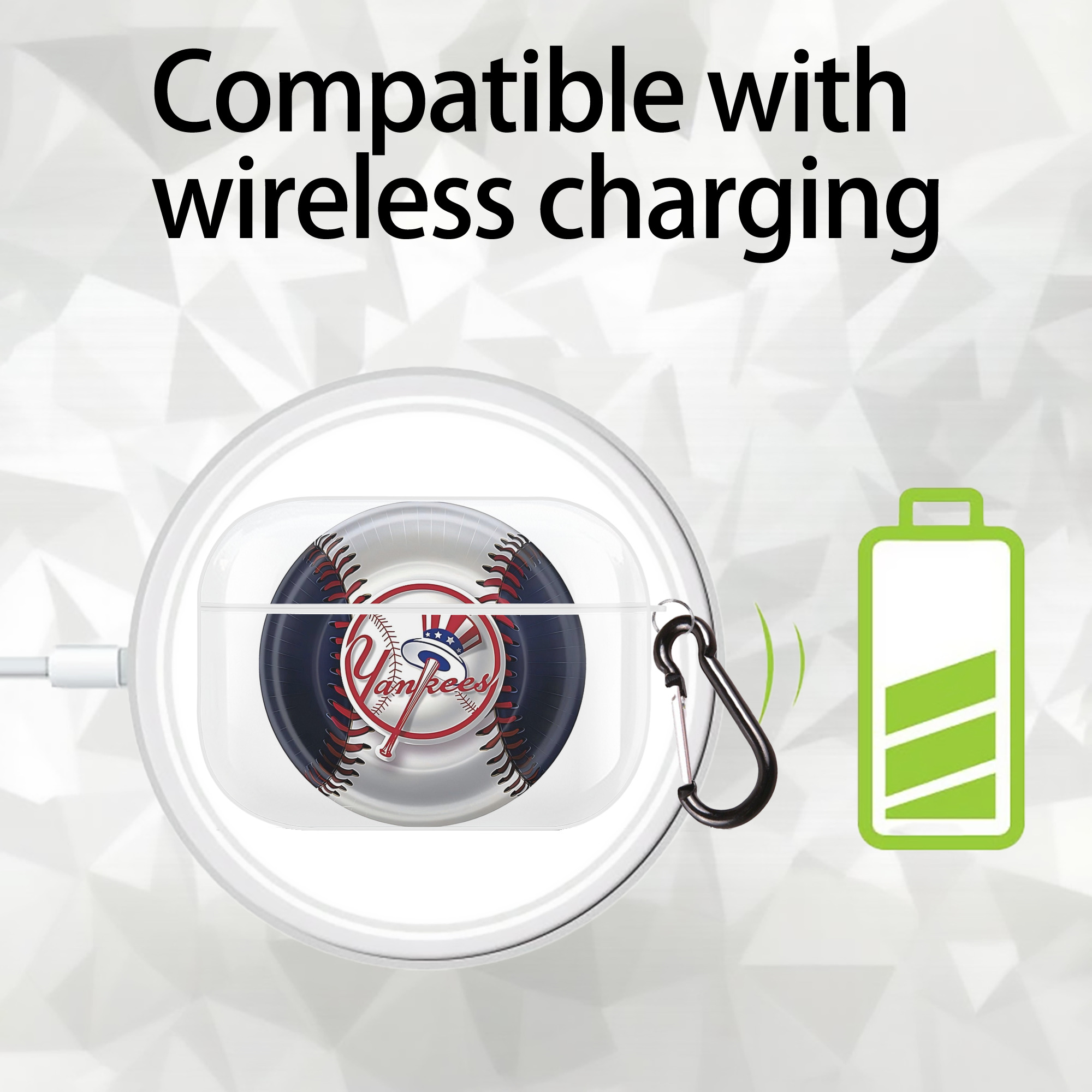 New York Yankees 81 AirPods Pro Hard Case White With Keychain, Durable Flexible PC, Precise Cutouts, Anti-Fingerprint, Yellowing & Scratch Resistant, Full Protection, Washable