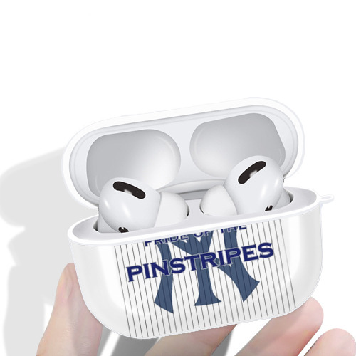 New York Yankees Pride of The Pinstripes AirPods Pro Hard Case White With Keychain, Durable Flexible PC, Precise Cutouts, Anti-Fingerprint, Yellowing & Scratch Resistant, Full Protection, Washable