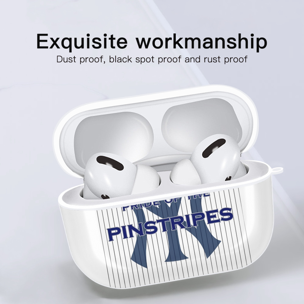 New York Yankees Pride of The Pinstripes AirPods Pro Hard Case White With Keychain, Durable Flexible PC, Precise Cutouts, Anti-Fingerprint, Yellowing & Scratch Resistant, Full Protection, Washable