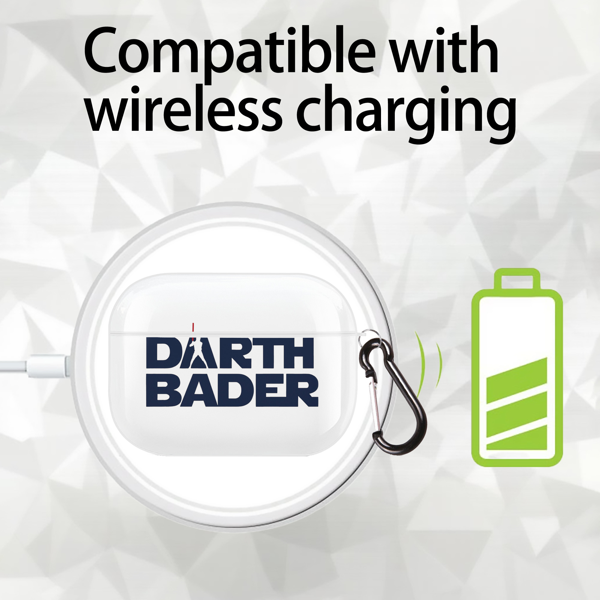 New York Yankees Harrison Bader Darth Bader AirPods Pro Hard Case White With Keychain, Durable Flexible PC, Precise Cutouts, Anti-Fingerprint, Yellowing & Scratch Resistant, Full Protection, Washable