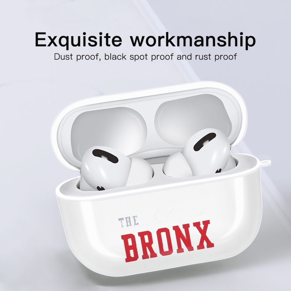 New York Yankees 24 AirPods Pro Hard Case White With Keychain, Durable Flexible PC, Precise Cutouts, Anti-Fingerprint, Yellowing & Scratch Resistant, Full Protection, Washable