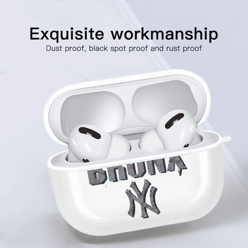 New York Yankees The Bronx AirPods Pro Hard Case White With Keychain, Durable Flexible PC, Precise Cutouts, Anti-Fingerprint, Yellowing & Scratch Resistant, Full Protection, Washable