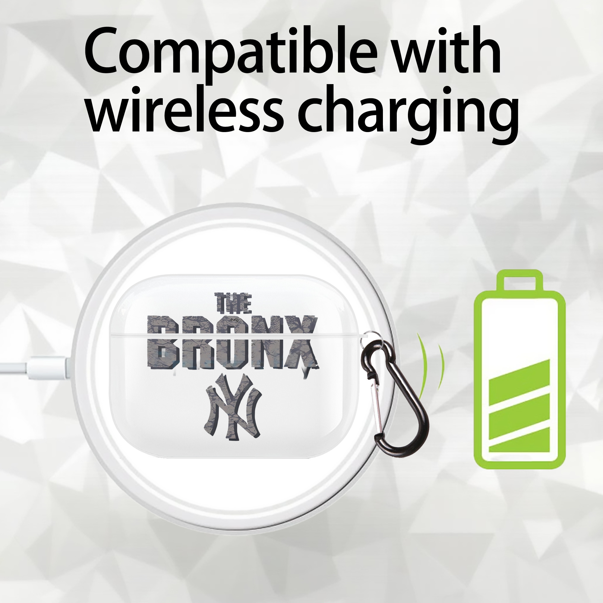 New York Yankees The Bronx AirPods Pro Hard Case White With Keychain, Durable Flexible PC, Precise Cutouts, Anti-Fingerprint, Yellowing & Scratch Resistant, Full Protection, Washable