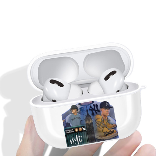 New York Yankees 273 AirPods Pro Hard Case White With Keychain, Durable Flexible PC, Precise Cutouts, Anti-Fingerprint, Yellowing & Scratch Resistant, Full Protection, Washable