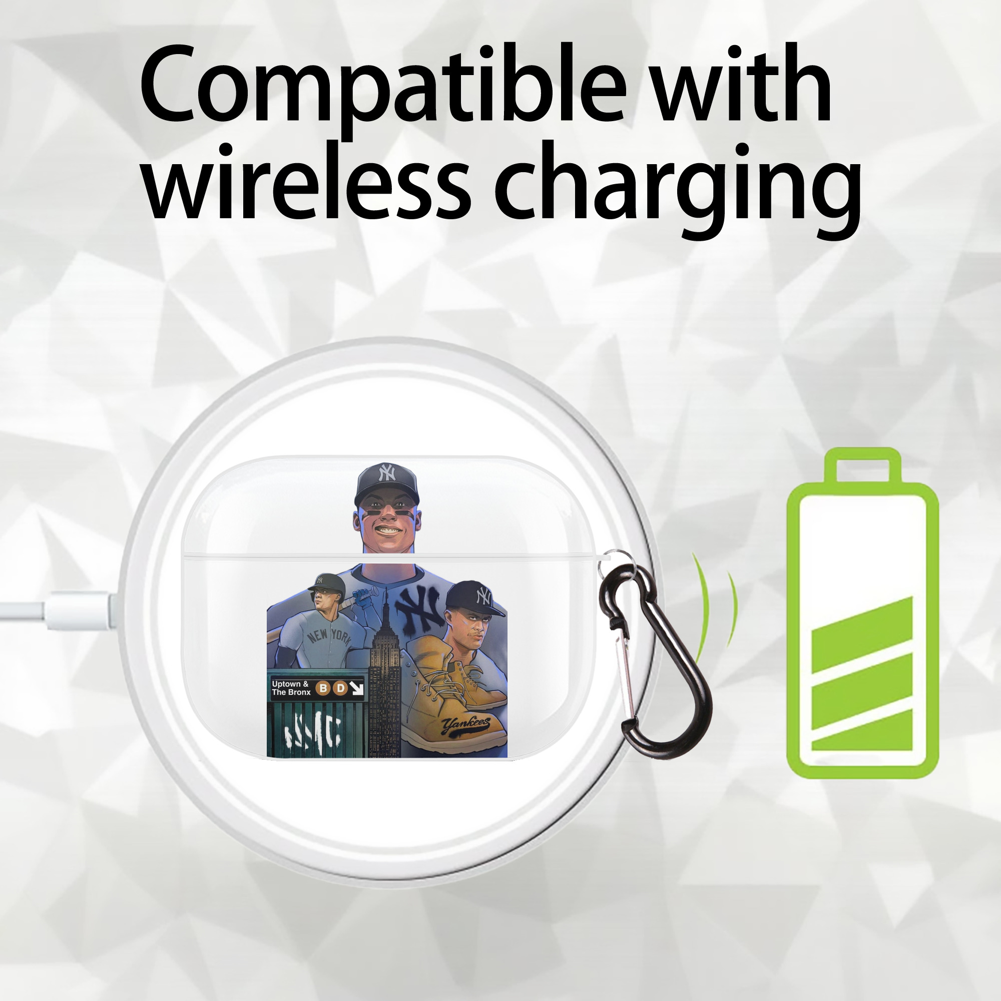 New York Yankees 273 AirPods Pro Hard Case White With Keychain, Durable Flexible PC, Precise Cutouts, Anti-Fingerprint, Yellowing & Scratch Resistant, Full Protection, Washable