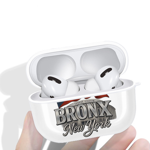 New York Yankees BRONX Yankees Stadium AirPods Pro Hard Case White With Keychain, Durable Flexible PC, Precise Cutouts, Anti-Fingerprint, Yellowing & Scratch Resistant, Full Protection, Washable
