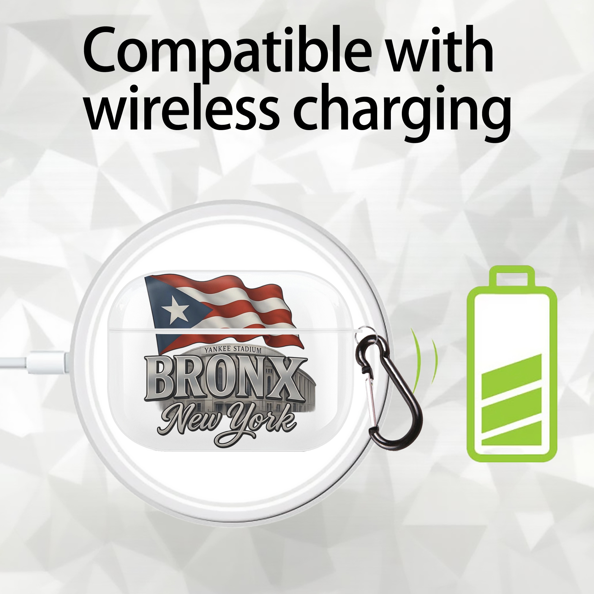 New York Yankees BRONX Yankees Stadium AirPods Pro Hard Case White With Keychain, Durable Flexible PC, Precise Cutouts, Anti-Fingerprint, Yellowing & Scratch Resistant, Full Protection, Washable