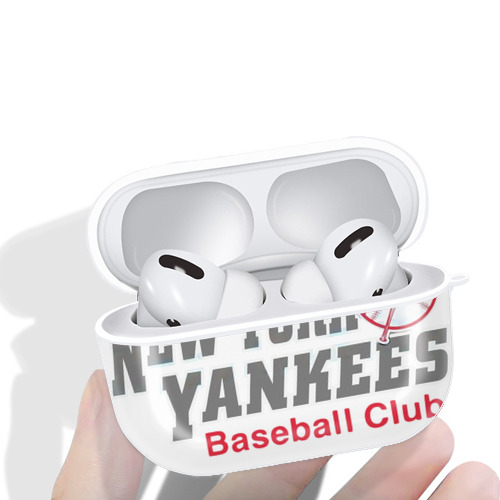 New York Yankees Baseball Club AirPods Pro Hard Case White With Keychain, Durable Flexible PC, Precise Cutouts, Anti-Fingerprint, Yellowing & Scratch Resistant, Full Protection, Washable