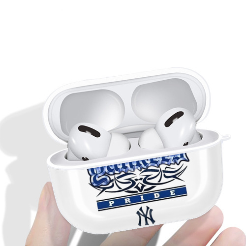New York Yankees 278 AirPods Pro Hard Case White With Keychain, Durable Flexible PC, Precise Cutouts, Anti-Fingerprint, Yellowing & Scratch Resistant, Full Protection, Washable