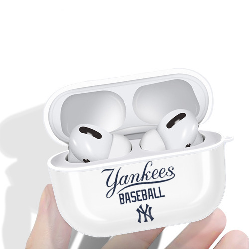 New York Yankees Baseball AirPods Pro Hard Case White With Keychain, Durable Flexible PC, Precise Cutouts, Anti-Fingerprint, Yellowing & Scratch Resistant, Full Protection, Washable