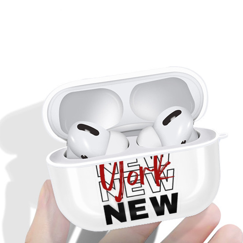 New York Yankees New York Logo AirPods Pro Hard Case White With Keychain, Durable Flexible PC, Precise Cutouts, Anti-Fingerprint, Yellowing & Scratch Resistant, Full Protection, Washable