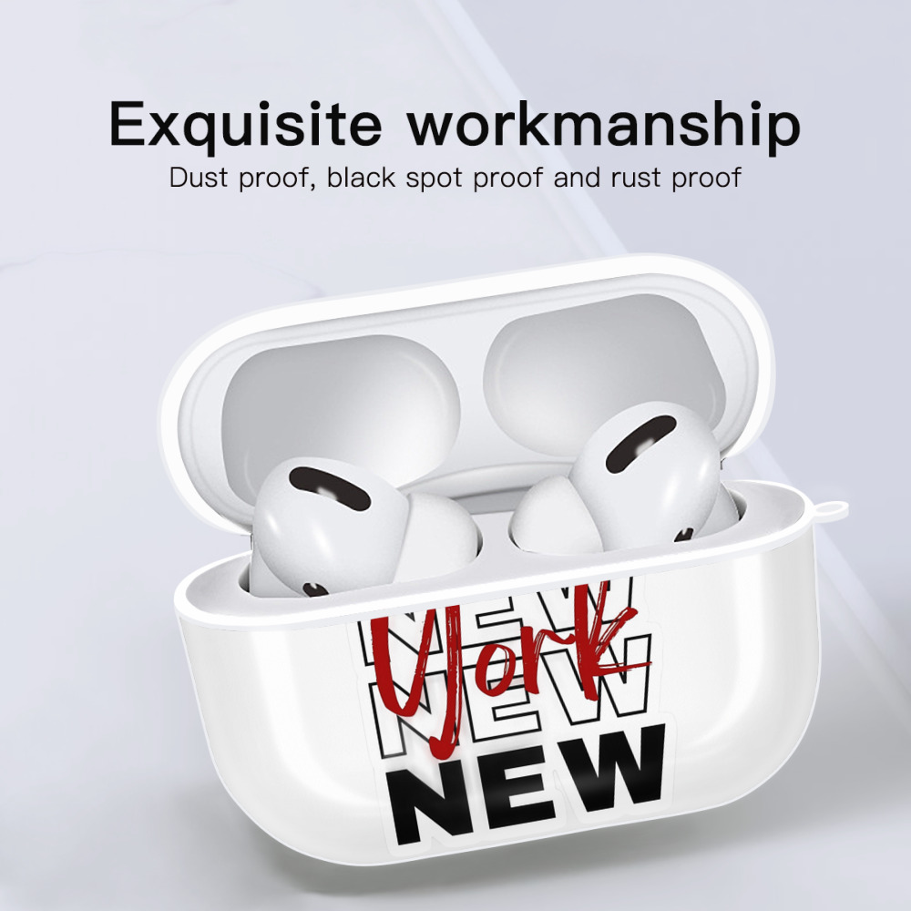 New York Yankees New York Logo AirPods Pro Hard Case White With Keychain, Durable Flexible PC, Precise Cutouts, Anti-Fingerprint, Yellowing & Scratch Resistant, Full Protection, Washable