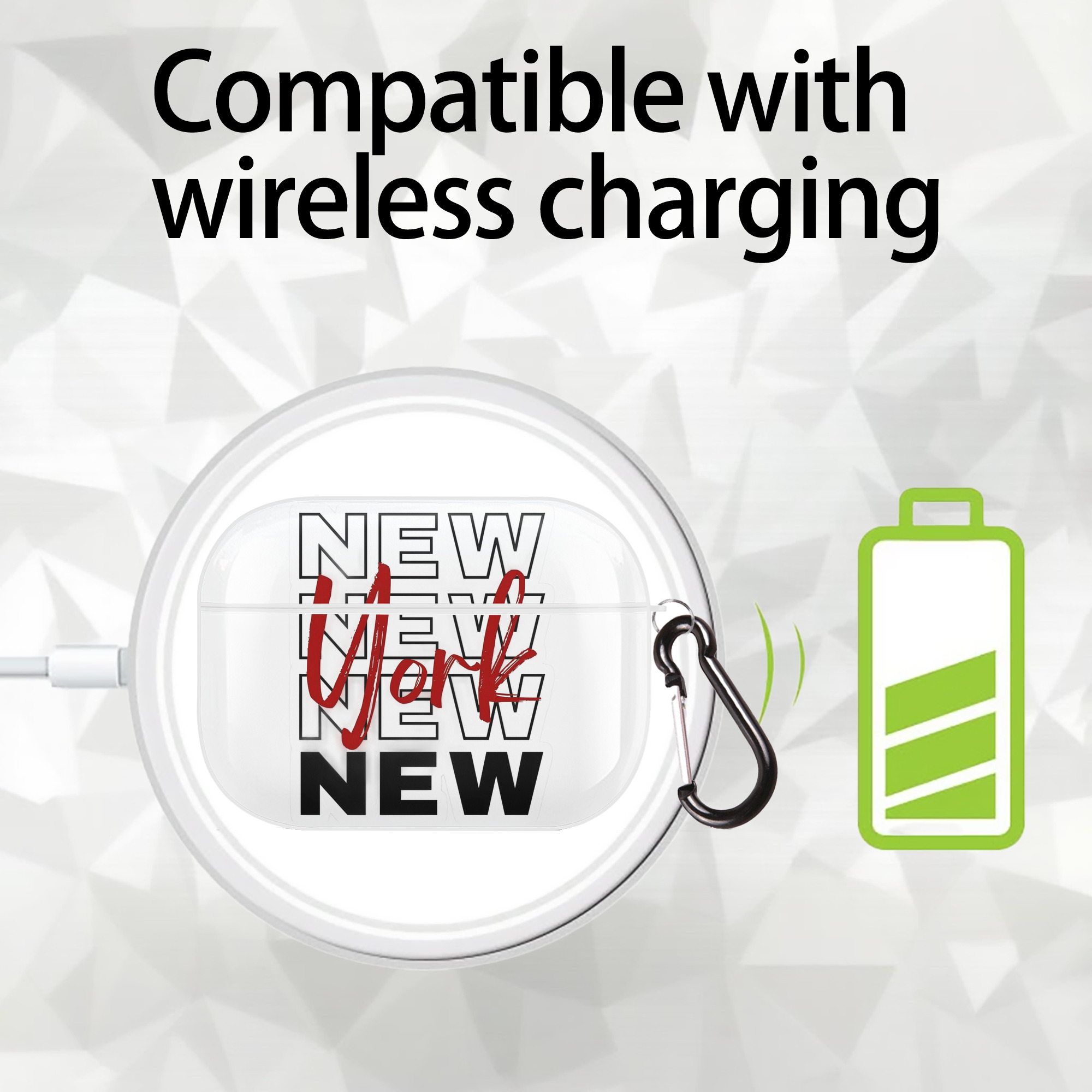 New York Yankees New York Logo AirPods Pro Hard Case White With Keychain, Durable Flexible PC, Precise Cutouts, Anti-Fingerprint, Yellowing & Scratch Resistant, Full Protection, Washable