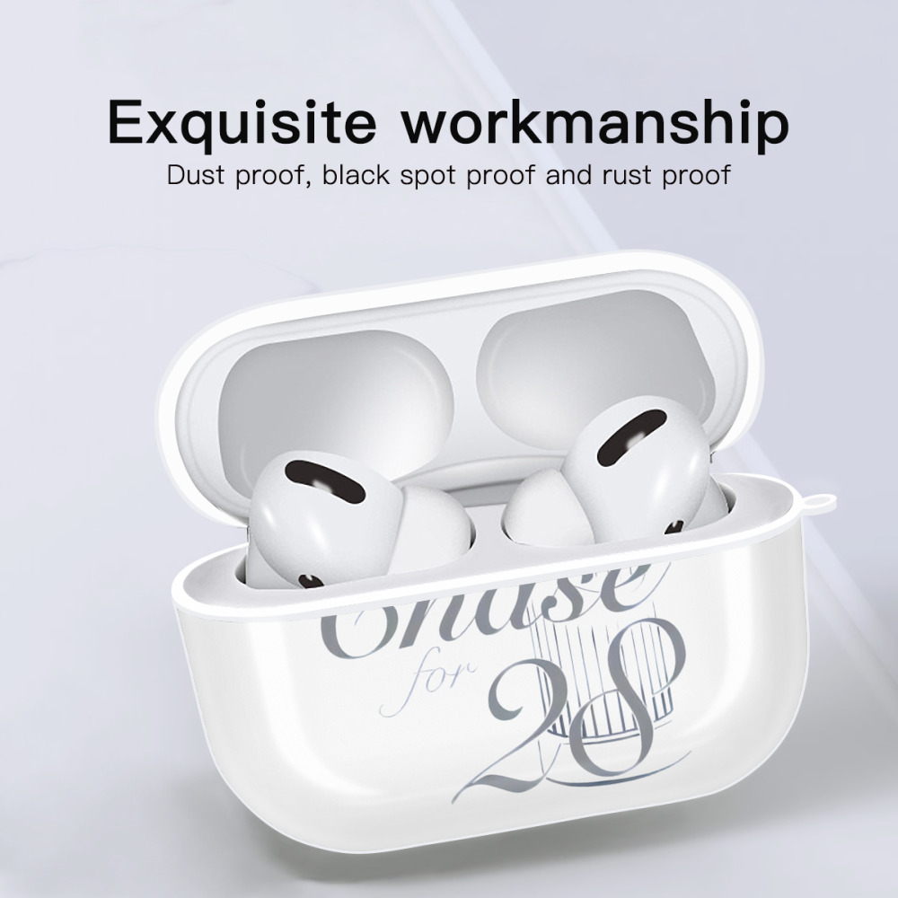 New York Yankees The Chase for 28 AirPods Pro Hard Case White With Keychain, Durable Flexible PC, Precise Cutouts, Anti-Fingerprint, Yellowing & Scratch Resistant, Full Protection, Washable
