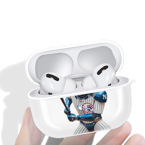 New York Yankees 283 AirPods Pro Hard Case White With Keychain, Durable Flexible PC, Precise Cutouts, Anti-Fingerprint, Yellowing & Scratch Resistant, Full Protection, Washable