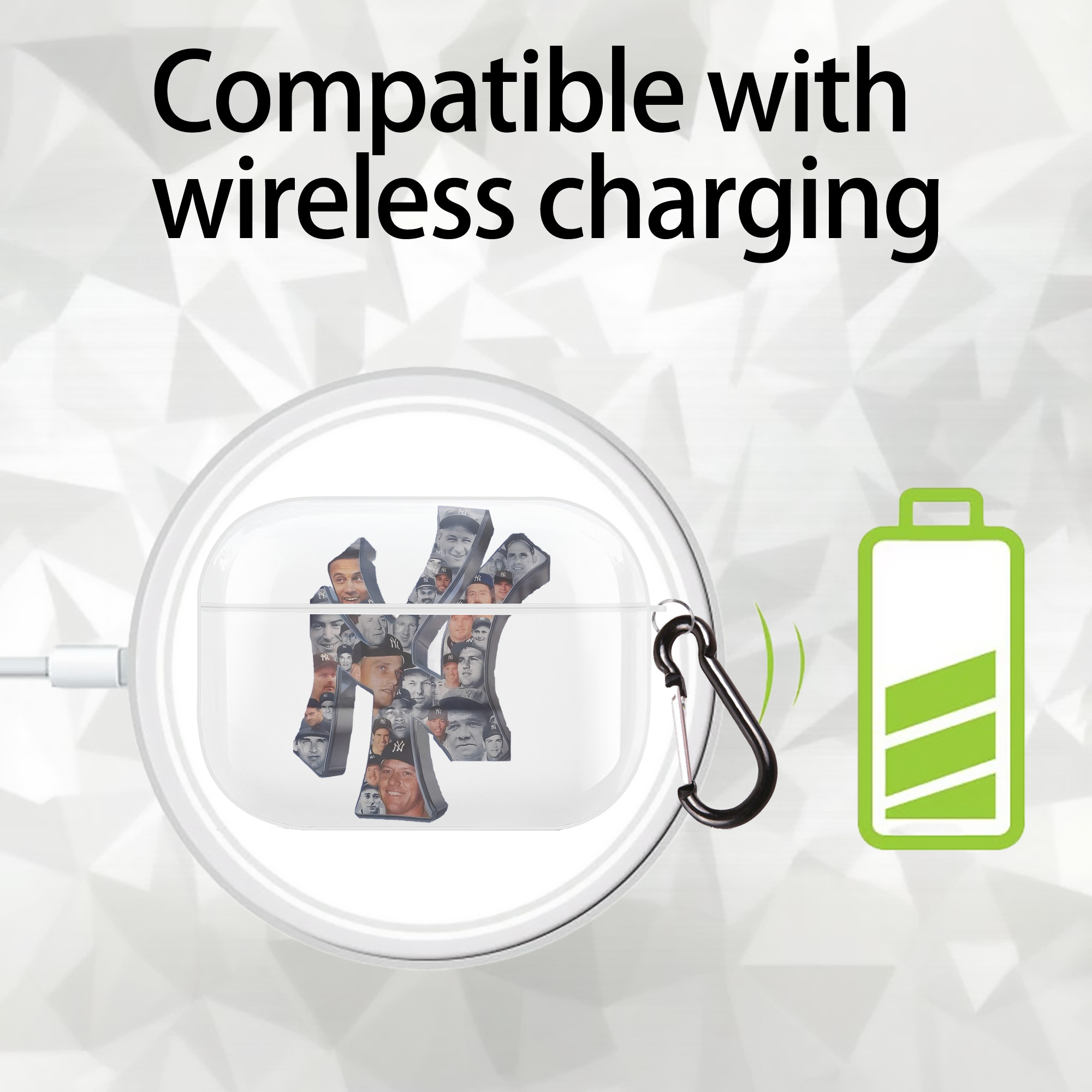 New York Yankees 279 AirPods Pro Hard Case White With Keychain, Durable Flexible PC, Precise Cutouts, Anti-Fingerprint, Yellowing & Scratch Resistant, Full Protection, Washable