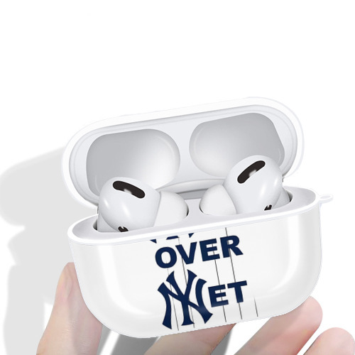 New York Yankees Not over Net AirPods Pro Hard Case White With Keychain, Durable Flexible PC, Precise Cutouts, Anti-Fingerprint, Yellowing & Scratch Resistant, Full Protection, Washable