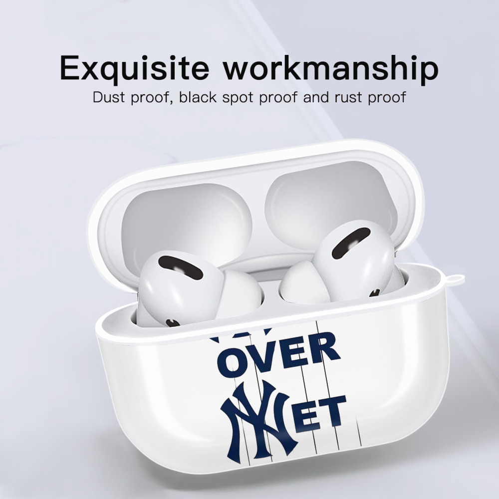 New York Yankees Not over Net AirPods Pro Hard Case White With Keychain, Durable Flexible PC, Precise Cutouts, Anti-Fingerprint, Yellowing & Scratch Resistant, Full Protection, Washable