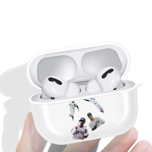 New York Yankees 284 AirPods Pro Hard Case White With Keychain, Durable Flexible PC, Precise Cutouts, Anti-Fingerprint, Yellowing & Scratch Resistant, Full Protection, Washable