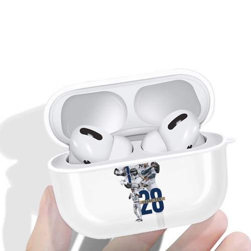 New York Yankees Chase For 28 AirPods Pro Hard Case White With Keychain, Durable Flexible PC, Precise Cutouts, Anti-Fingerprint, Yellowing & Scratch Resistant, Full Protection, Washable