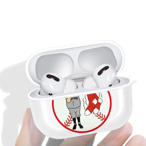 New York Yankees Duty Red Sox AirPods Pro Hard Case White With Keychain, Durable Flexible PC, Precise Cutouts, Anti-Fingerprint, Yellowing & Scratch Resistant, Full Protection, Washable