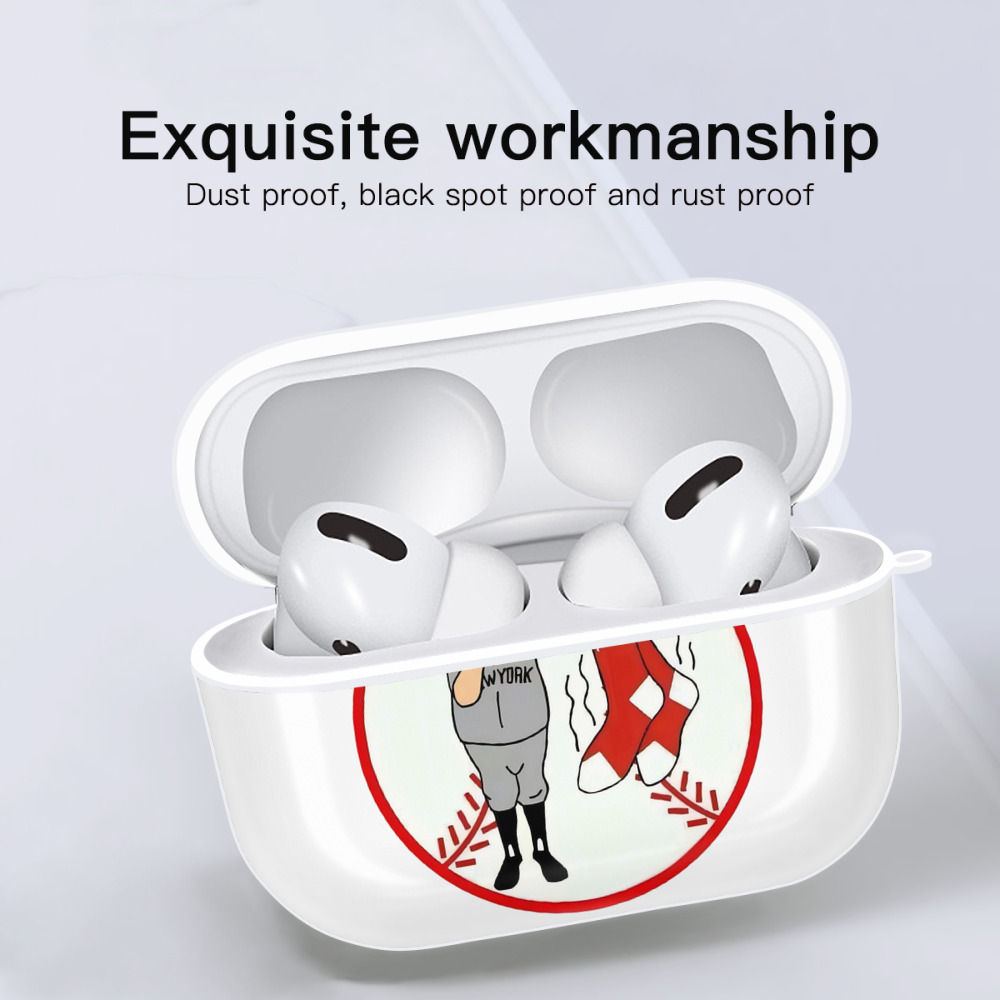 New York Yankees Duty Red Sox AirPods Pro Hard Case White With Keychain, Durable Flexible PC, Precise Cutouts, Anti-Fingerprint, Yellowing & Scratch Resistant, Full Protection, Washable