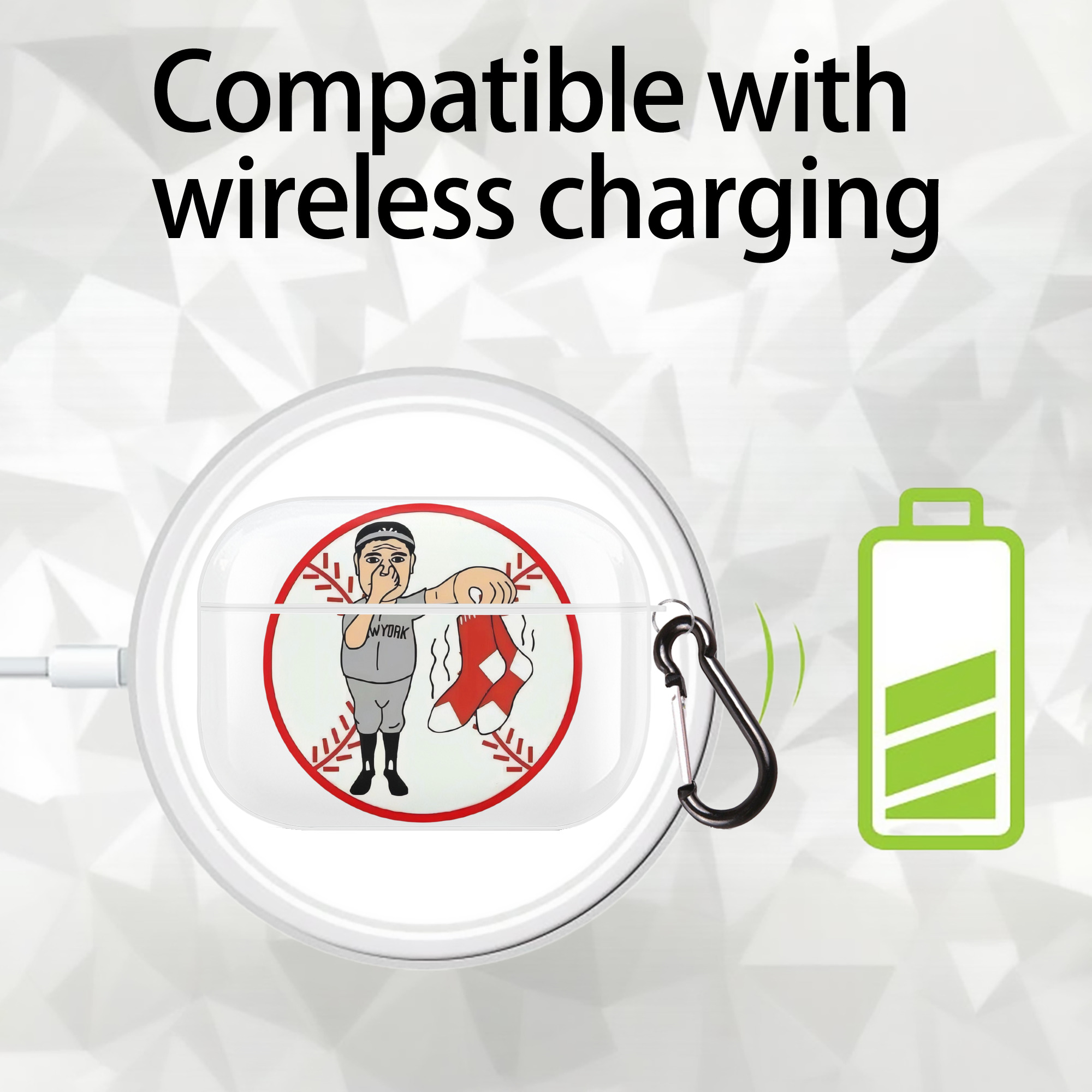 New York Yankees Duty Red Sox AirPods Pro Hard Case White With Keychain, Durable Flexible PC, Precise Cutouts, Anti-Fingerprint, Yellowing & Scratch Resistant, Full Protection, Washable