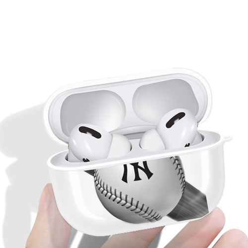 New York Yankees Baseball AirPods Pro Hard Case White With Keychain, Durable Flexible PC, Precise Cutouts, Anti-Fingerprint, Yellowing & Scratch Resistant, Full Protection, Washable