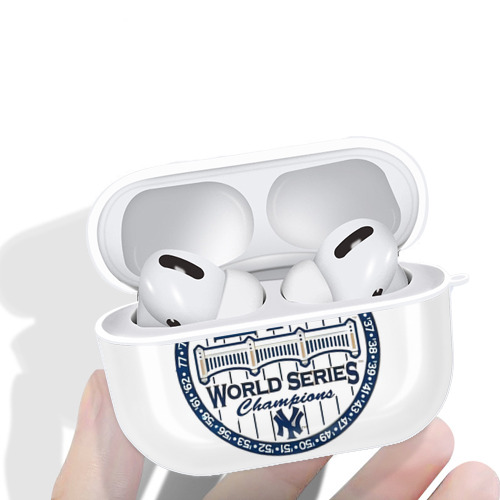 New York Yankees 27X WS Champions AirPods Pro Hard Case White With Keychain, Durable Flexible PC, Precise Cutouts, Anti-Fingerprint, Yellowing & Scratch Resistant, Full Protection, Washable