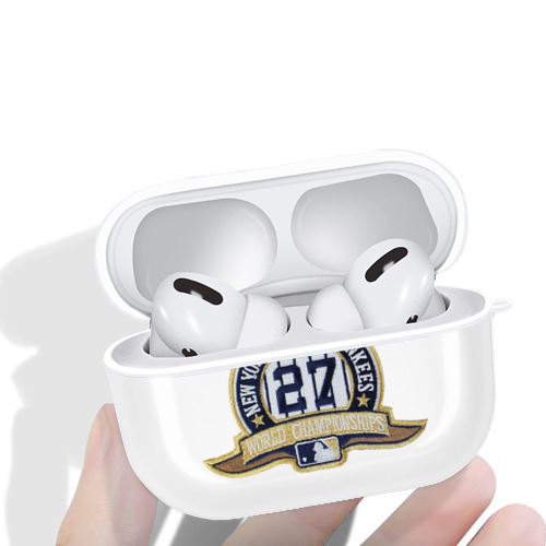 New York Yankees 271 AirPods Pro Hard Case White With Keychain, Durable Flexible PC, Precise Cutouts, Anti-Fingerprint, Yellowing & Scratch Resistant, Full Protection, Washable