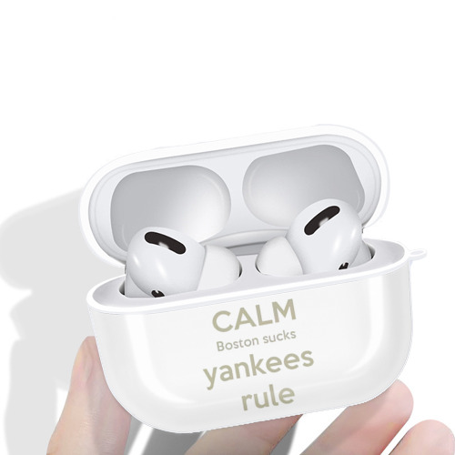 New York Yankees Keep Calm Yankees Rule Boston Sucks AirPods Pro Hard Case White With Keychain, Durable Flexible PC, Precise Cutouts, Anti-Fingerprint, Yellowing & Scratch Resistant, Full Protection, Washable