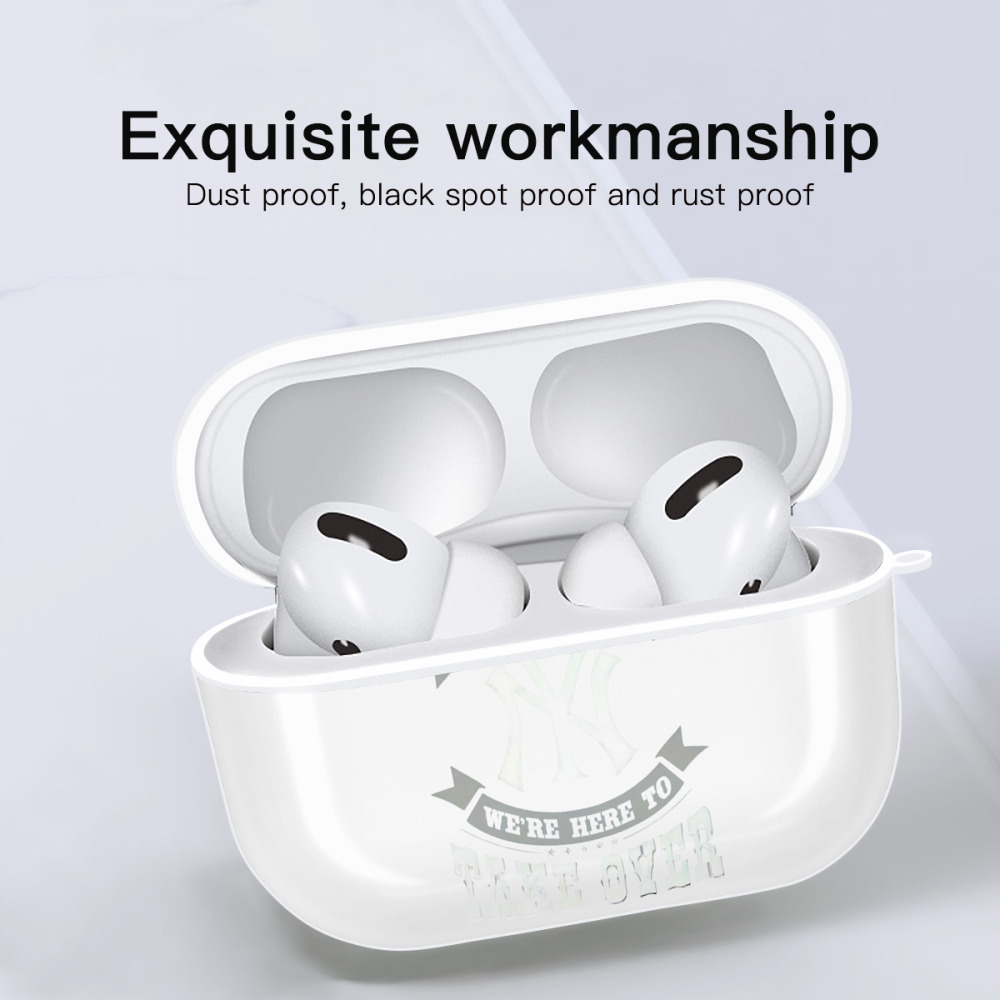 New York Yankees 276 AirPods Pro Hard Case White With Keychain, Durable Flexible PC, Precise Cutouts, Anti-Fingerprint, Yellowing & Scratch Resistant, Full Protection, Washable