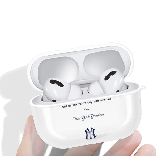 New York Yankees 281 AirPods Pro Hard Case White With Keychain, Durable Flexible PC, Precise Cutouts, Anti-Fingerprint, Yellowing & Scratch Resistant, Full Protection, Washable