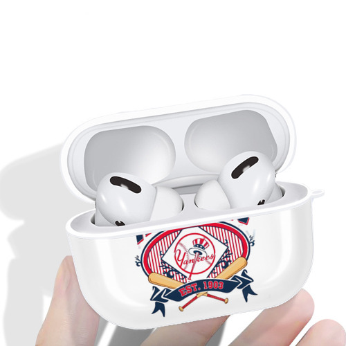 New York Yankees Vintage Est.1903 AirPods Pro Hard Case White With Keychain, Durable Flexible PC, Precise Cutouts, Anti-Fingerprint, Yellowing & Scratch Resistant, Full Protection, Washable