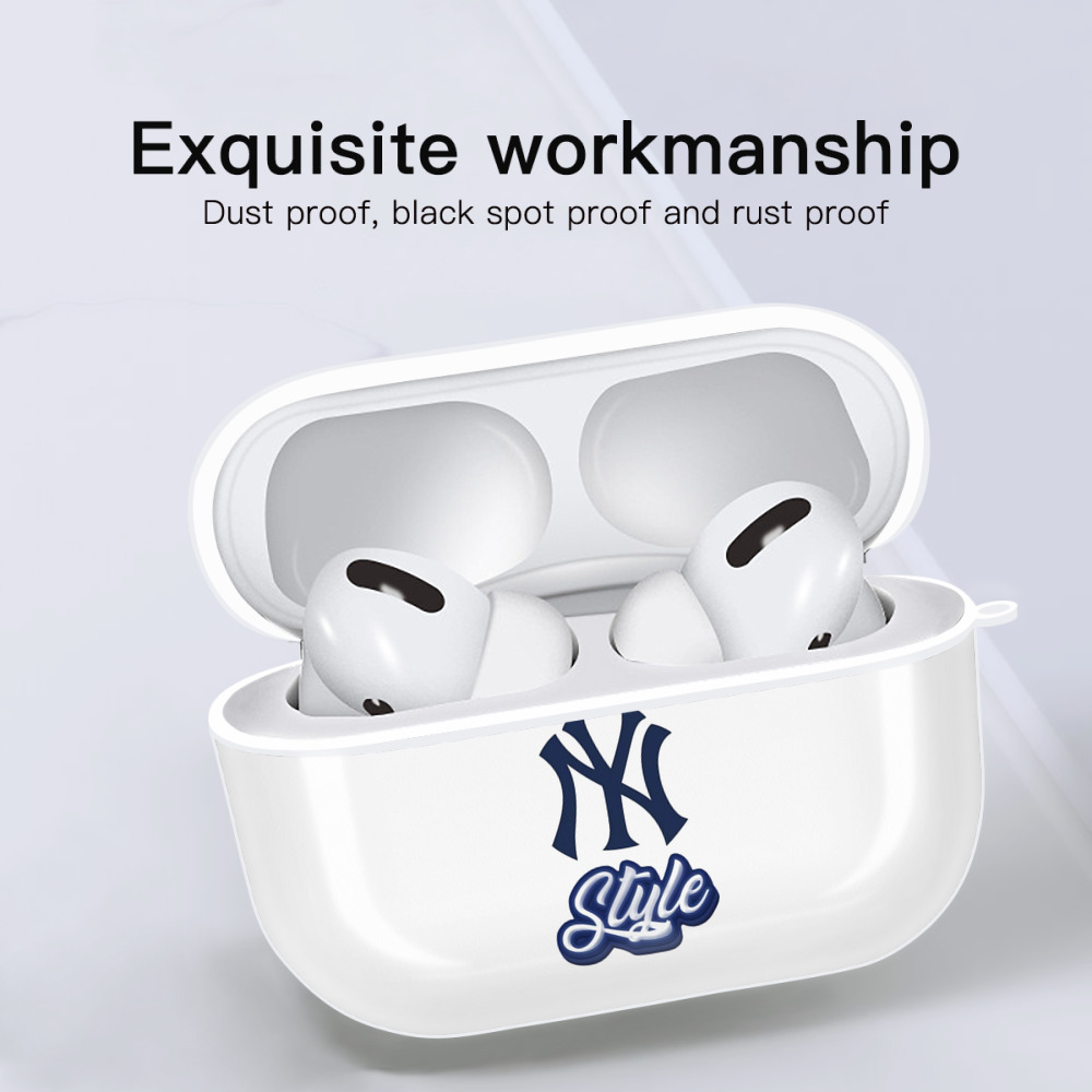New York Yankees Empire Yankees Style AirPods Pro Hard Case White With Keychain, Durable Flexible PC, Precise Cutouts, Anti-Fingerprint, Yellowing & Scratch Resistant, Full Protection, Washable