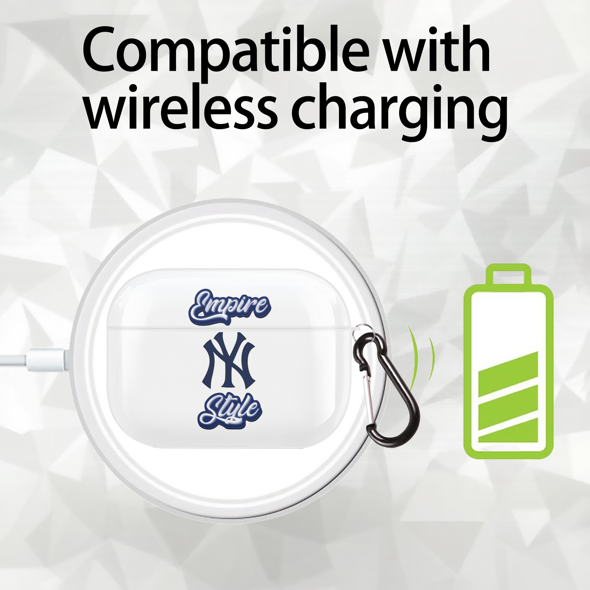 New York Yankees Empire Yankees Style AirPods Pro Hard Case White With Keychain, Durable Flexible PC, Precise Cutouts, Anti-Fingerprint, Yellowing & Scratch Resistant, Full Protection, Washable