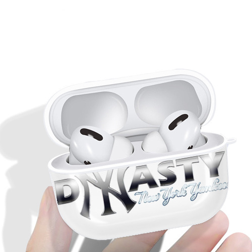 New York Yankees Dyasty AirPods Pro Hard Case White With Keychain, Durable Flexible PC, Precise Cutouts, Anti-Fingerprint, Yellowing & Scratch Resistant, Full Protection, Washable