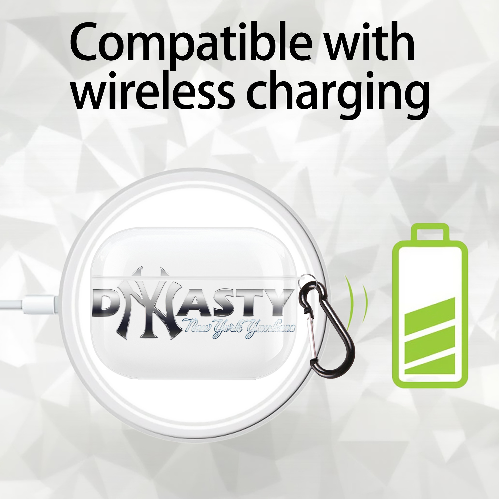 New York Yankees Dyasty AirPods Pro Hard Case White With Keychain, Durable Flexible PC, Precise Cutouts, Anti-Fingerprint, Yellowing & Scratch Resistant, Full Protection, Washable