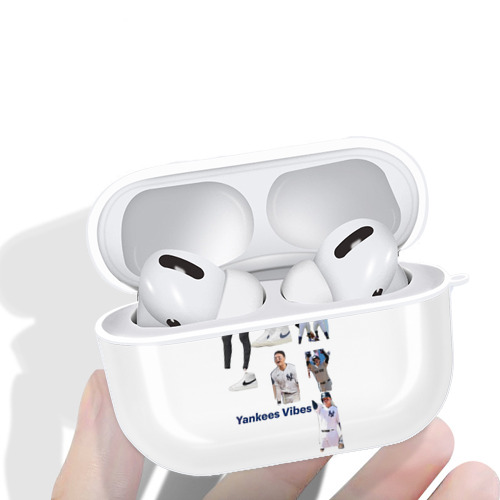 New York Yankees 282 AirPods Pro Hard Case White With Keychain, Durable Flexible PC, Precise Cutouts, Anti-Fingerprint, Yellowing & Scratch Resistant, Full Protection, Washable
