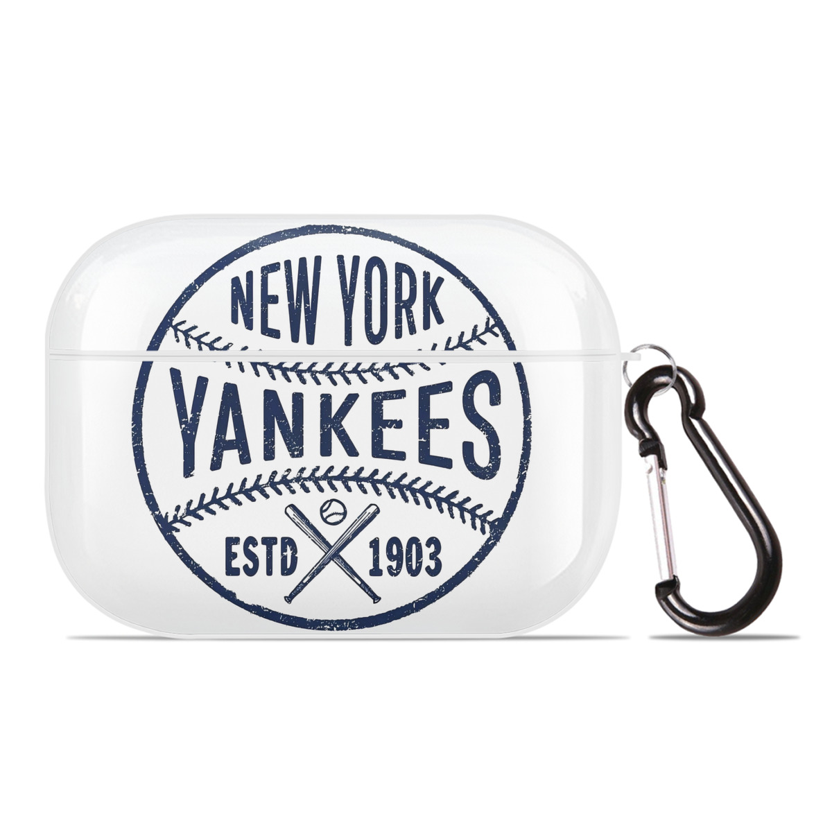 New York Yankees Estd 1903 AirPods Pro Hard Case White With Keychain, Durable Flexible PC, Precise Cutouts, Anti-Fingerprint, Yellowing & Scratch Resistant, Full Protection, Washable