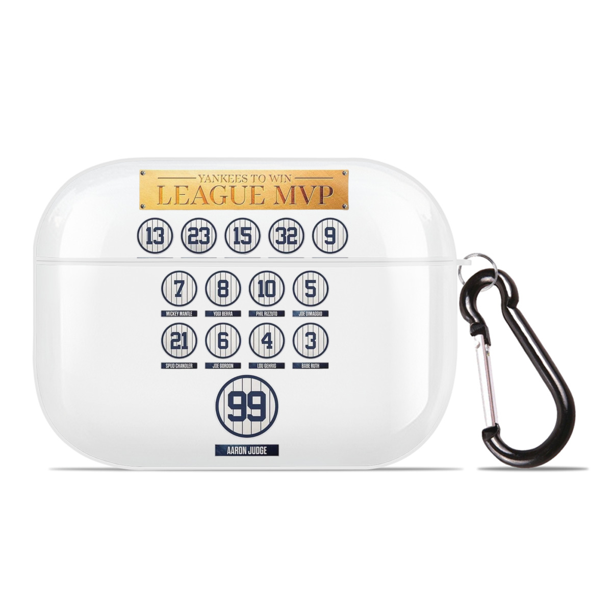 New York Yankees To Win League MVP AirPods Pro Hard Case White With Keychain, Durable Flexible PC, Precise Cutouts, Anti-Fingerprint, Yellowing & Scratch Resistant, Full Protection, Washable