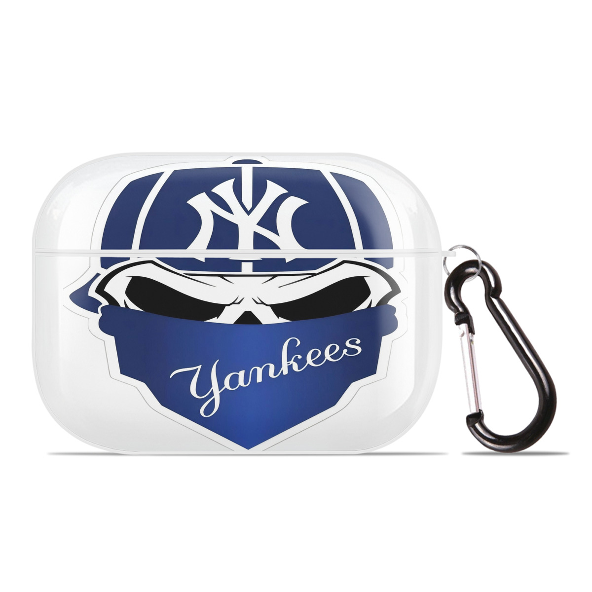 New York Yankees Skull AirPods Pro Hard Case White With Keychain, Durable Flexible PC, Precise Cutouts, Anti-Fingerprint, Yellowing & Scratch Resistant, Full Protection, Washable