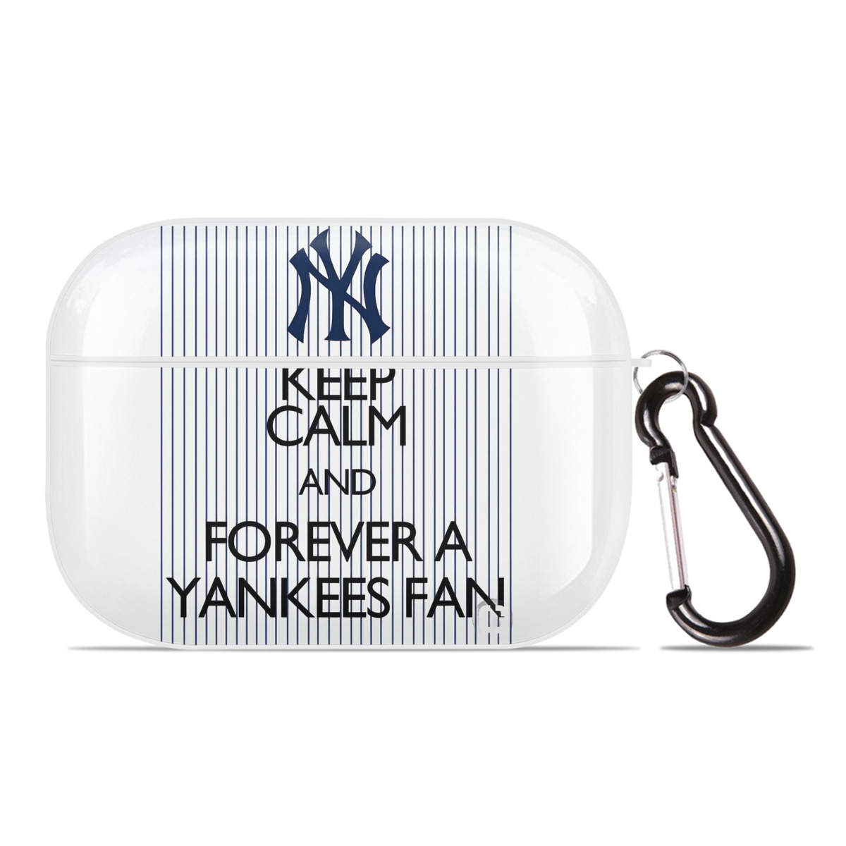 New York Yankees Keep Calm and Forever A Yankees Fan AirPods Pro Hard Case White With Keychain, Durable Flexible PC, Precise Cutouts, Anti-Fingerprint, Yellowing & Scratch Resistant, Full Protection, Washable