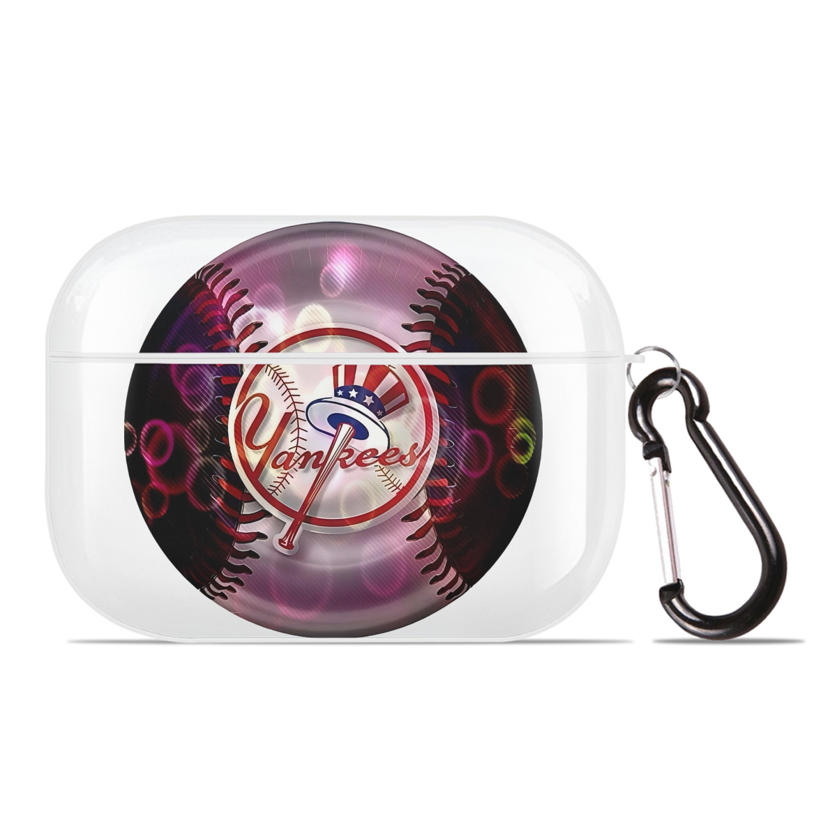 New York Yankees Colorful Logo AirPods Pro Hard Case White With Keychain, Durable Flexible PC, Precise Cutouts, Anti-Fingerprint, Yellowing & Scratch Resistant, Full Protection, Washable