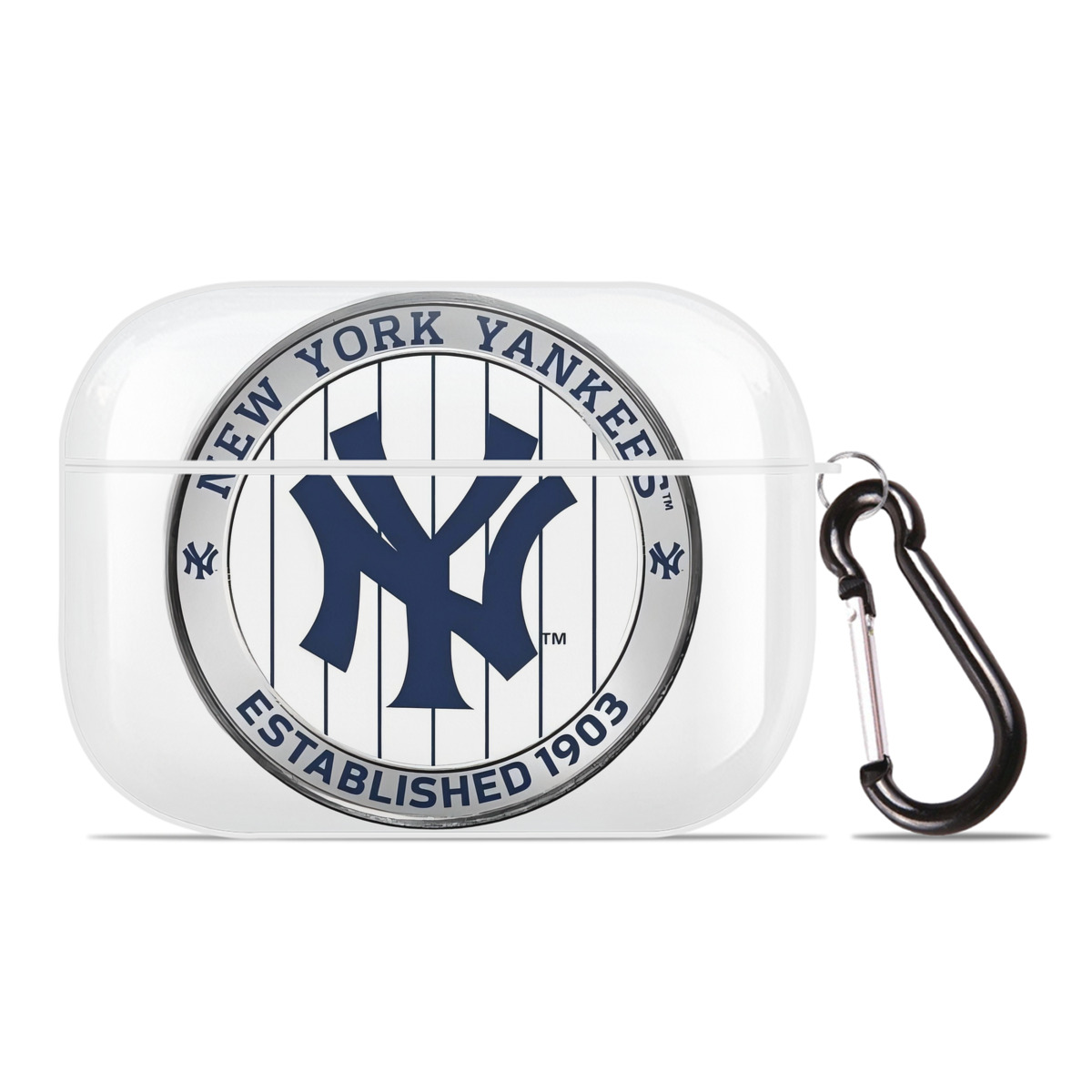 New York Yankees Established 1903 AirPods Pro Hard Case White With Keychain, Durable Flexible PC, Precise Cutouts, Anti-Fingerprint, Yellowing & Scratch Resistant, Full Protection, Washable